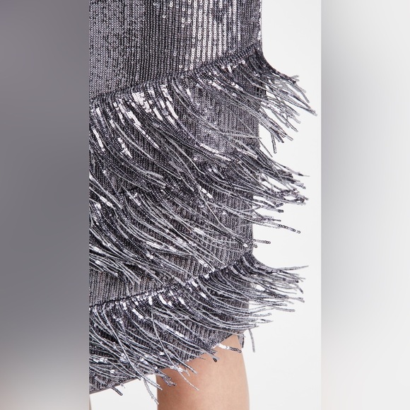 SAYLOR Sequin Suzanne Skirt, Gunmetal, small - Picture 2 of 5